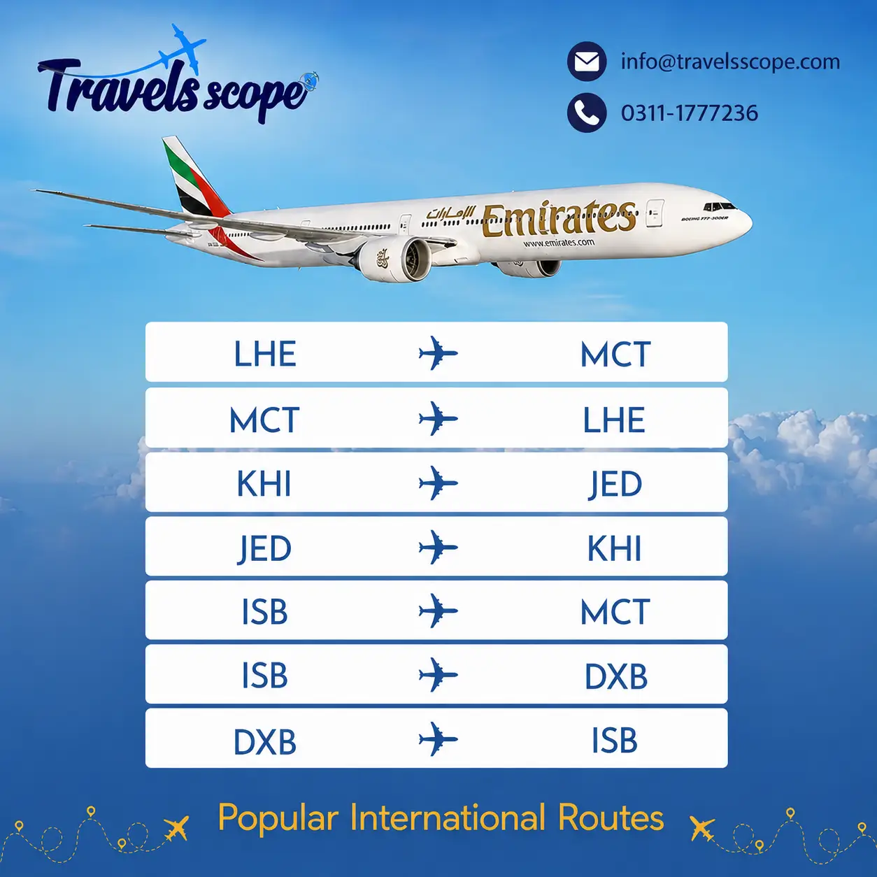 Emirates Tickets from Lahore to Worldwide at Unbeatable Prices