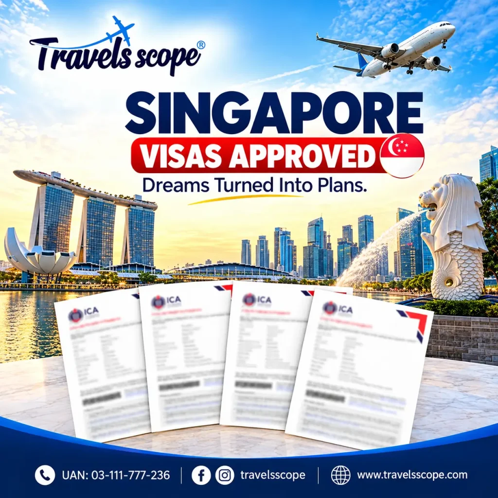 Singapore Visit Visa from Lahore Pakistan with Travels Scope